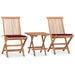 Set mobilier exterior pliabil cu perne, 3 piese, lemn masiv tec - WALTI WALTI