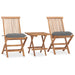 Set mobilier exterior pliabil cu perne, 3 piese, lemn masiv tec - WALTI WALTI
