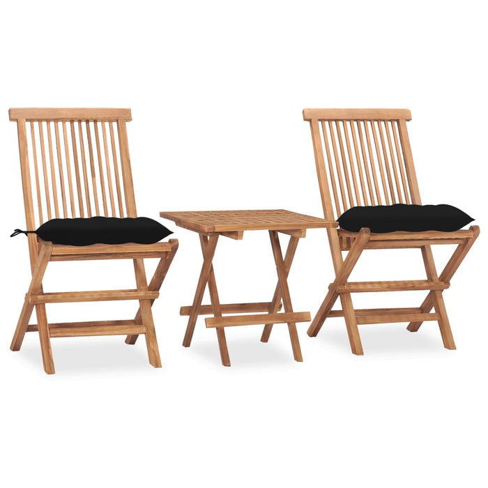 Set mobilier exterior pliabil cu perne, 3 piese, lemn masiv tec - WALTI WALTI