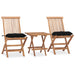 Set mobilier exterior pliabil cu perne, 3 piese, lemn masiv tec - WALTI WALTI