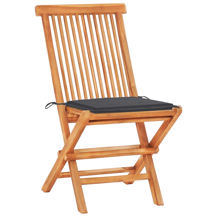 Set mobilier bistro cu perne antracit, 3 piese, lemn masiv tec - WALTI WALTI