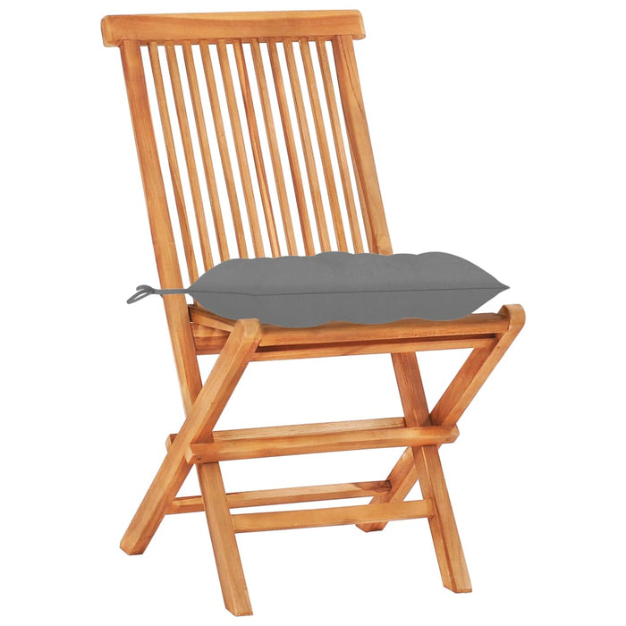 Set mobilier de bistro cu perne gri, 3 piese, lemn masiv de tec - WALTI WALTI