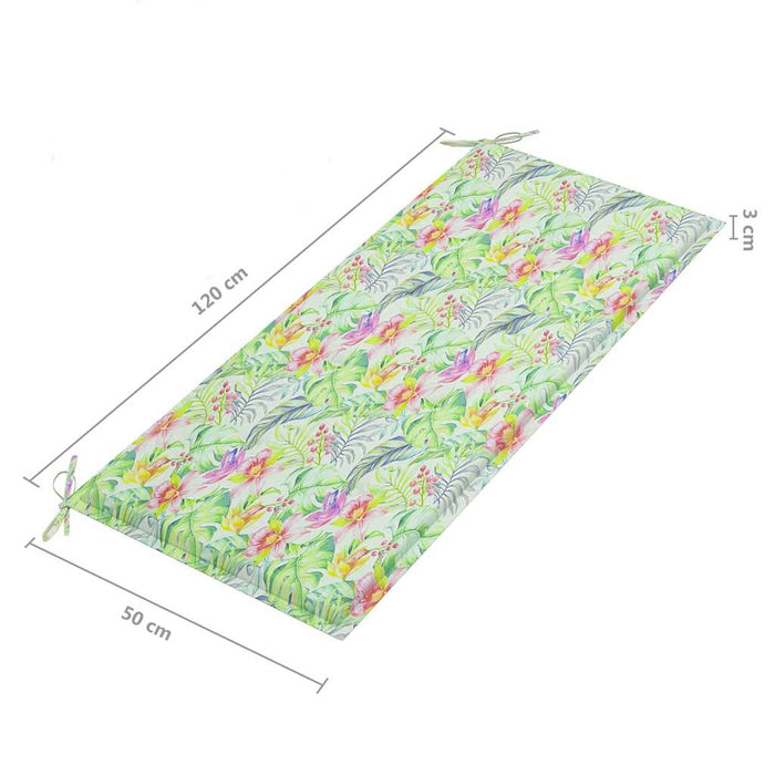 Bancă de grădină stivuibilă cu pernă, 128,5 cm, lemn masiv tec WALTI