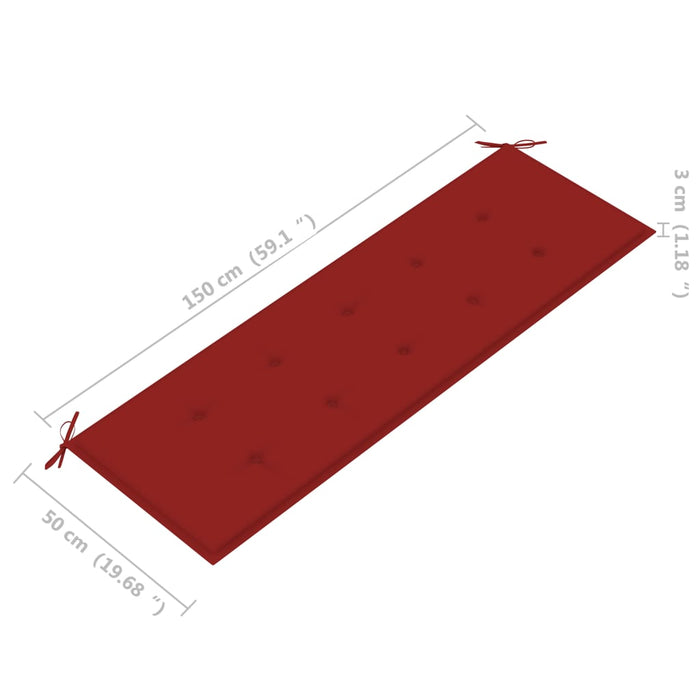 Bancă de grădină stivuibilă cu pernă, 159 cm, lemn masiv de tec - WALTI WALTI