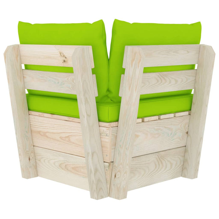 Canapea colțar de grădină din paleți cu perne lemn molid tratat - WALTI WALTI