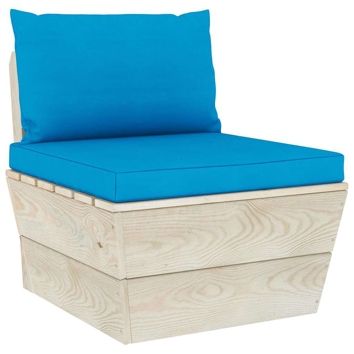 Set mobilier grădină paleți, 9 piese, cu perne, lemn de molid WALTI