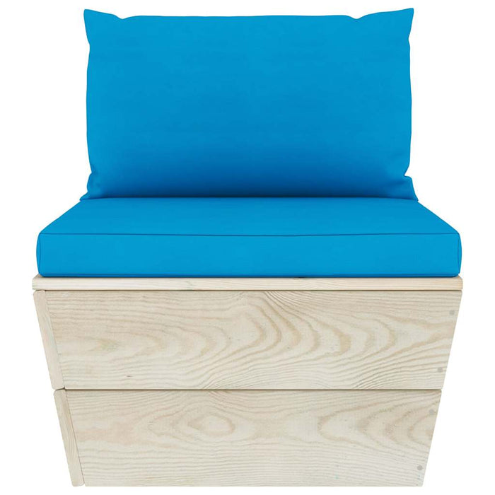 Set mobilier grădină paleți, 9 piese, cu perne, lemn de molid WALTI