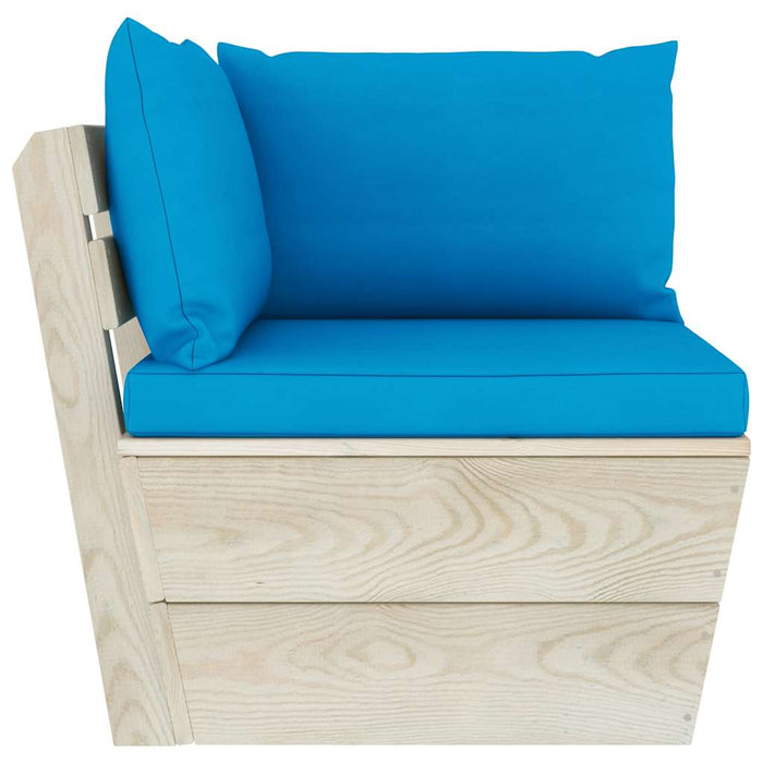 Set mobilier grădină paleți, 9 piese, cu perne, lemn de molid WALTI