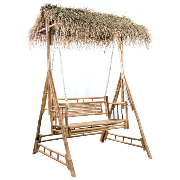 Balansoar 2 locuri, frunze de palmier și pernă, 202 cm, bambus WALTI