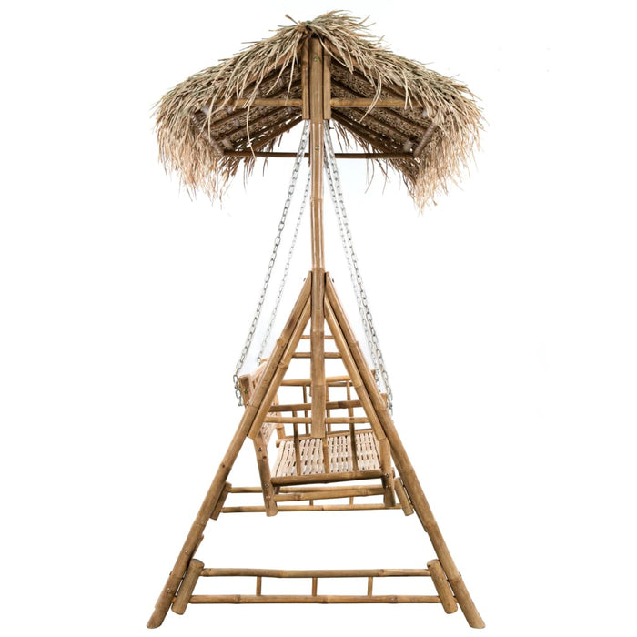 Balansoar 2 locuri, frunze de palmier și pernă, 202 cm, bambus WALTI