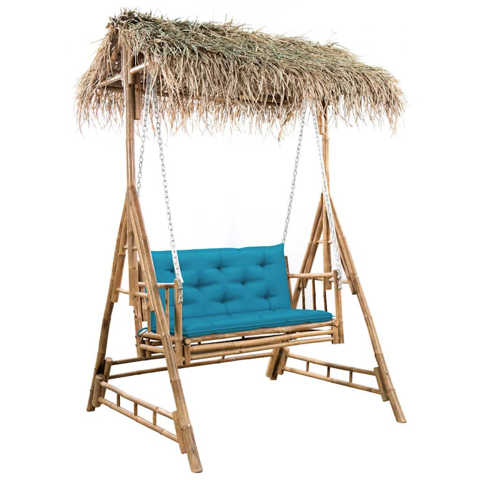 Balansoar 2 locuri, cu frunze de palmier/pernă, 202 cm, bambus WALTI
