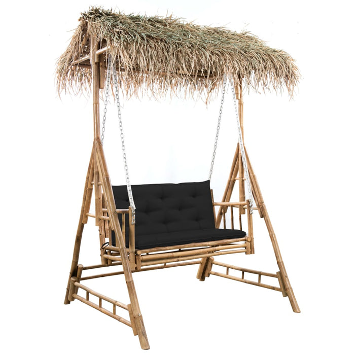 Balansoar 2 locuri, cu frunze de palmier, pernă, 202 cm, bambus WALTI