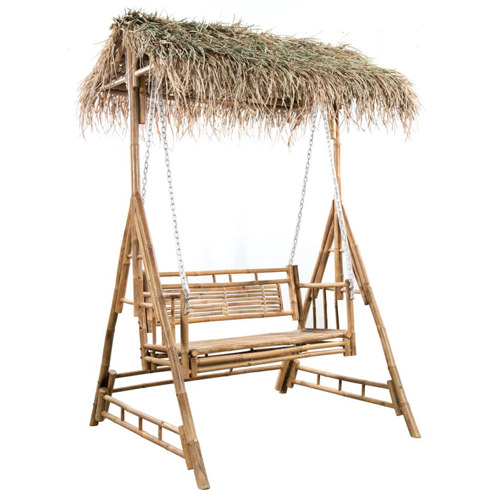 Balansoar 2 locuri, cu frunze de palmier, pernă, 202 cm, bambus WALTI