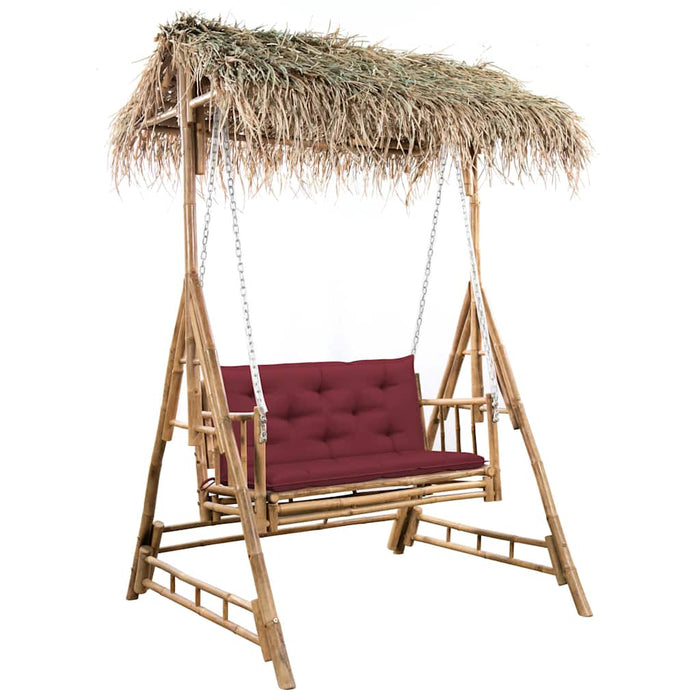 Balansoar 2 locuri, cu frunze palmier și pernă, 202 cm, bambus WALTI