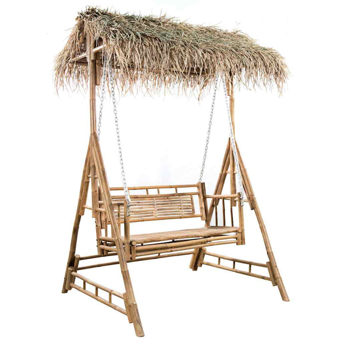 Balansoar 2 locuri, cu frunze palmier și pernă, 202 cm, bambus WALTI