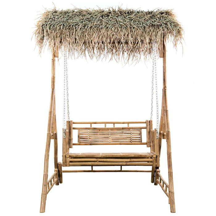 Balansoar 2 locuri, cu frunze palmier și pernă, 202 cm, bambus WALTI
