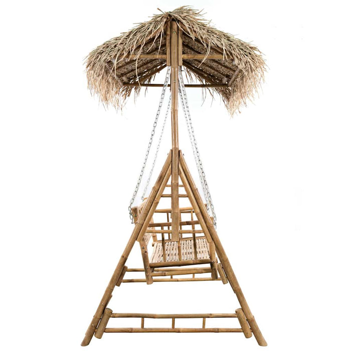 Balansoar 2 locuri, cu frunze palmier și pernă, 202 cm, bambus WALTI