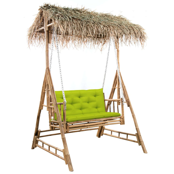 Balansoar cu 2 locuri, cu frunze de palmier și pernă, 202 cm, bambus - WALTI WALTI