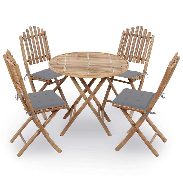Set mobilier de exterior pliabil, cu perne, 5 piese, bambus - WALTI WALTI