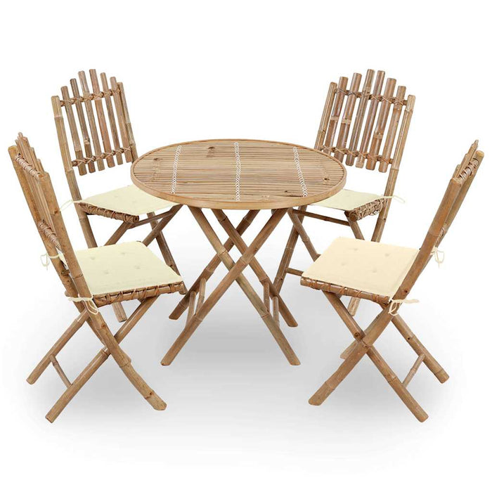 Set mobilier de exterior pliabil, cu perne, 5 piese, bambus - WALTI WALTI