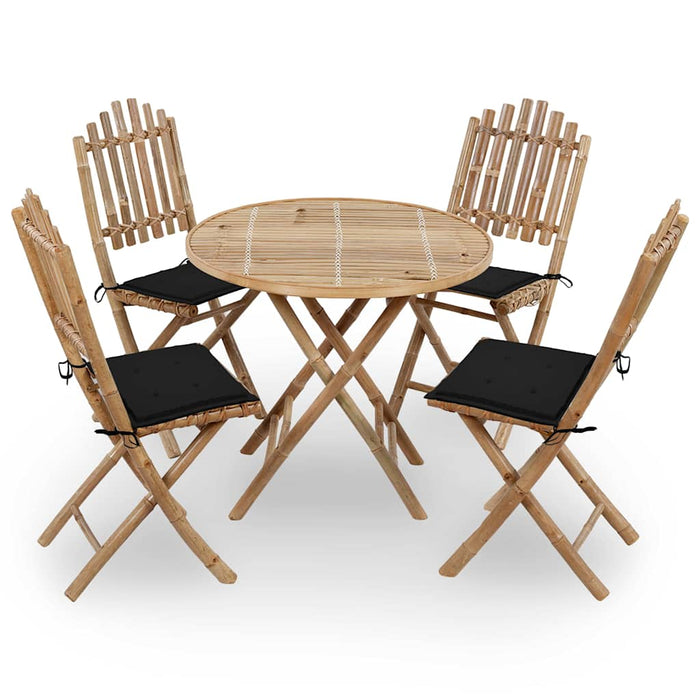 Set mobilier de exterior pliabil, cu perne, 5 piese, bambus WALTI