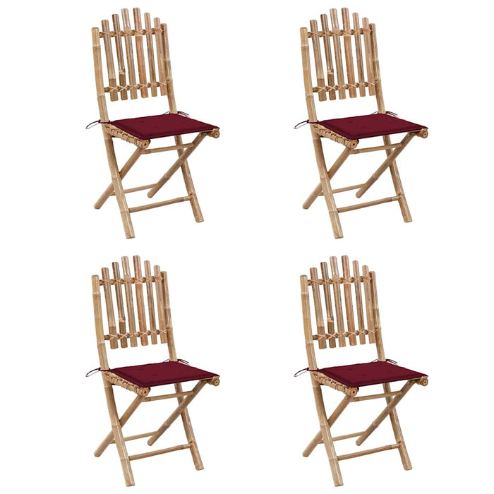 Set mobilier de exterior pliabil, cu perne, 5 piese, bambus WALTI
