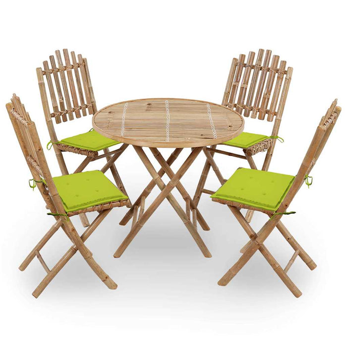 Set mobilier de exterior pliabil, cu perne, 5 piese, bambus WALTI