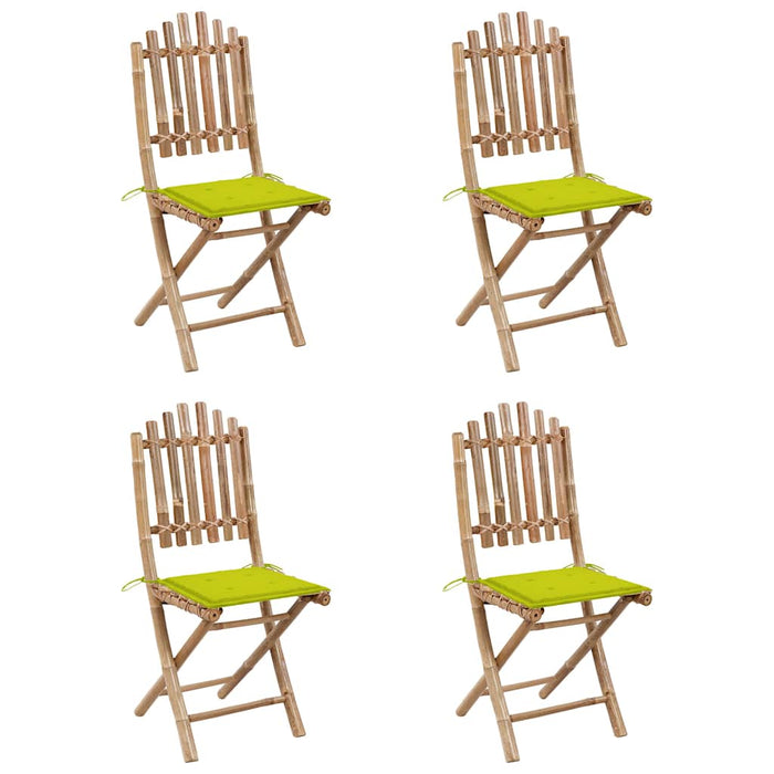 Set mobilier de exterior pliabil, cu perne, 5 piese, bambus WALTI