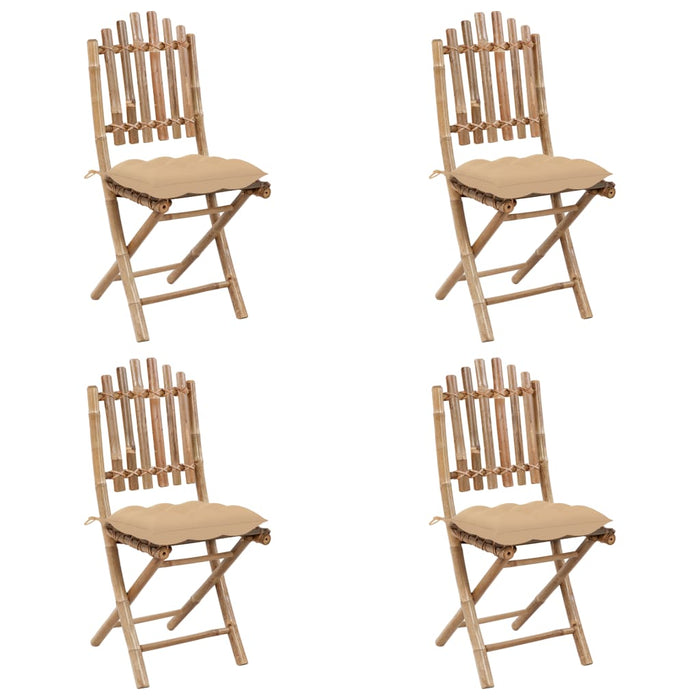 Set mobilier de exterior pliabil, cu perne, 5 piese, bambus WALTI