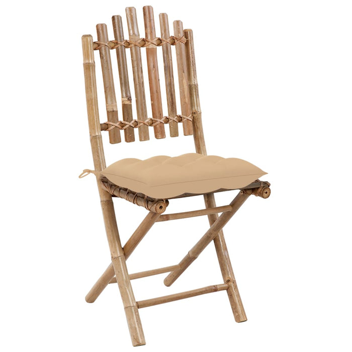 Set mobilier de exterior pliabil, cu perne, 5 piese, bambus WALTI