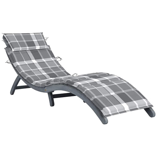 Șezlong de grădină cu pernă gri, lemn masiv de acacia - WALTI WALTI