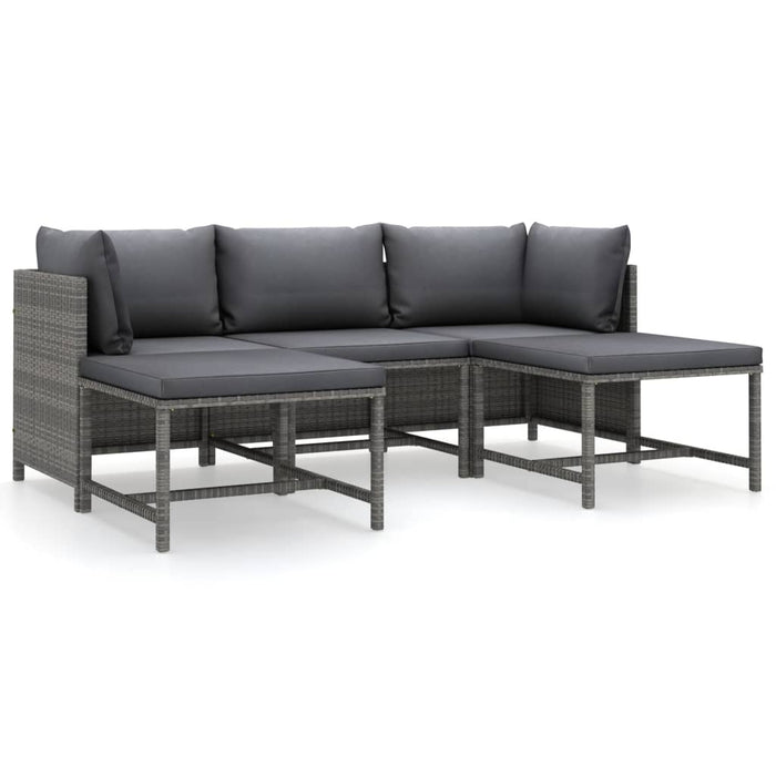 Set mobilier de grădină cu perne, 5 piese, gri, poliratan - WALTI WALTI