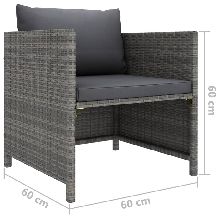 Set mobilier de grădină cu perne, 5 piese, gri, poliratan WALTI