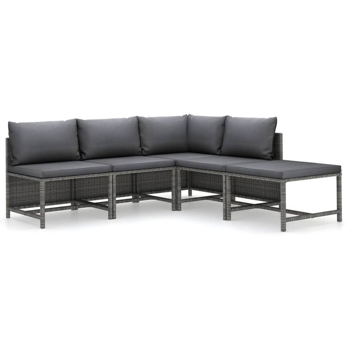 Set mobilier de grădină cu perne, 5 piese, gri, poliratan WALTI