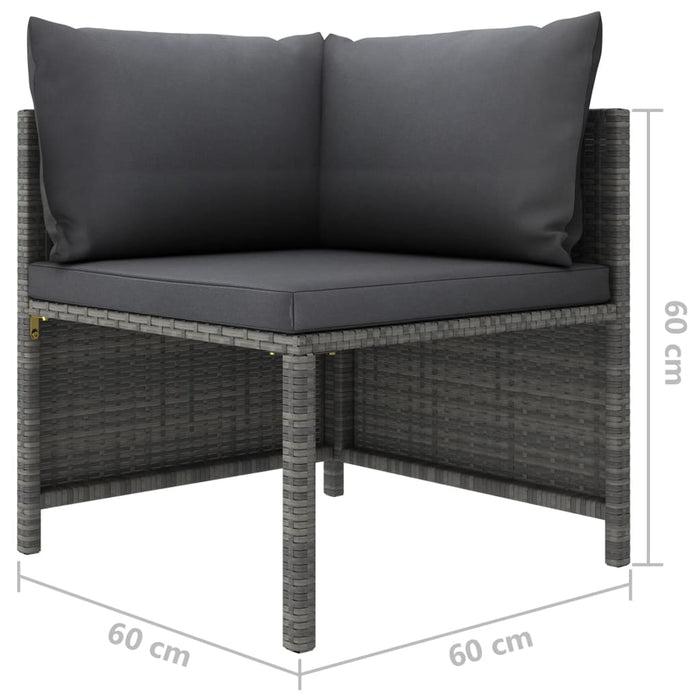 Set mobilier de grădină cu perne, 5 piese, gri, poliratan WALTI