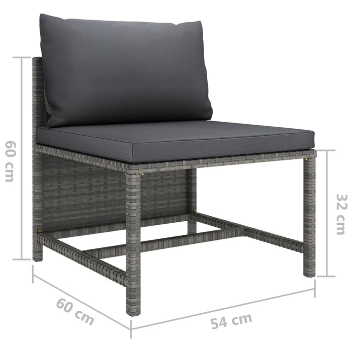 Set mobilier de grădină cu perne, 5 piese, gri, poliratan WALTI