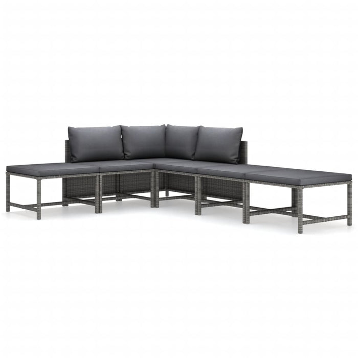 Set mobilier de grădină cu perne, 6 piese, gri, poliratan WALTI