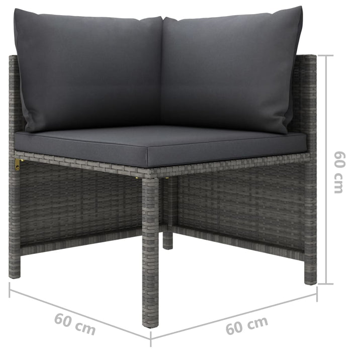 Set mobilier de grădină cu perne, 6 piese, gri, poliratan WALTI