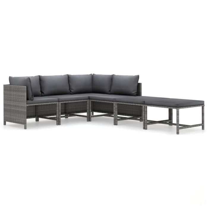 Set mobilier de grădină cu perne, 6 piese, gri, poliratan - WALTI WALTI