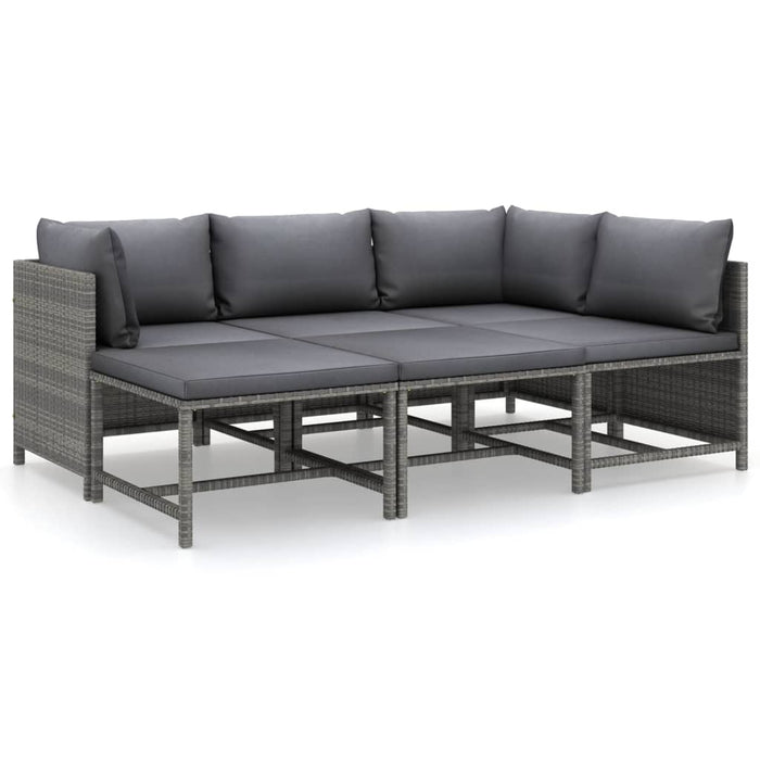Set mobilier de grădină cu perne, 6 piese, gri, poliratan - WALTI WALTI