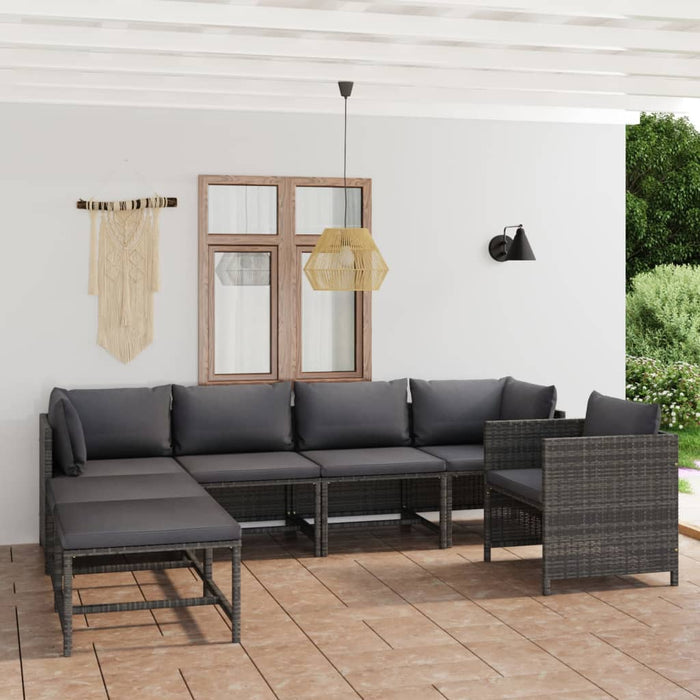 Set mobilier de grădină cu perne, 7 piese, gri, poliratan WALTI