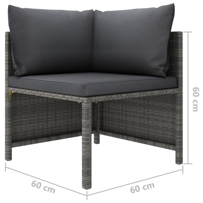 Set mobilier de grădină cu perne, 6 piese, gri, poliratan - WALTI WALTI