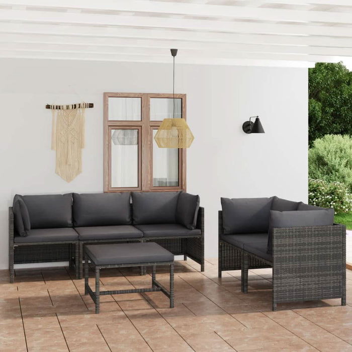 Set mobilier de grădină cu perne, 6 piese, gri, poliratan - WALTI WALTI