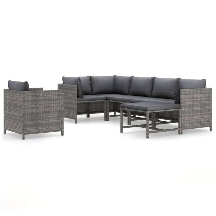 Set mobilier de grădină cu perne, 7 piese, gri, poliratan WALTI