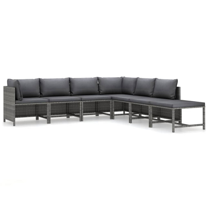Set mobilier de grădină cu perne, 7 piese, gri, poliratan - WALTI WALTI