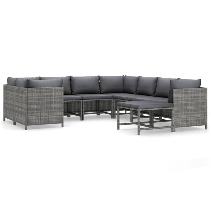 Set mobilier de grădină cu perne, 9 piese, gri, poliratan WALTI