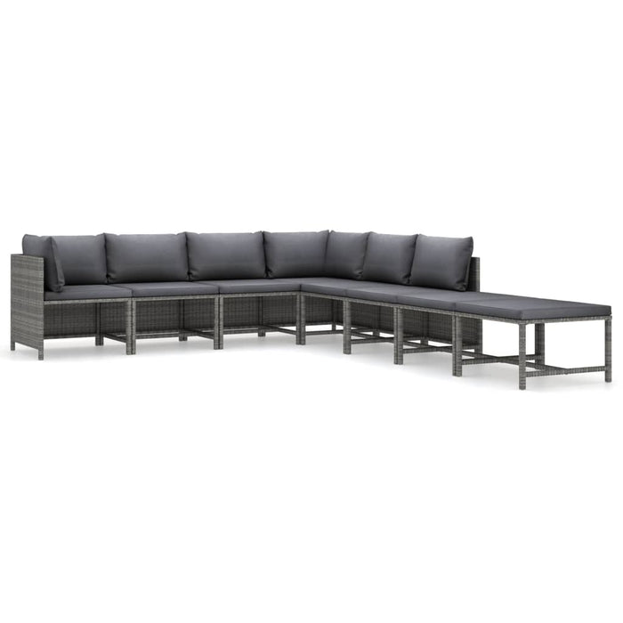 Set mobilier de grădină cu perne, 8 piese, gri, poliratan WALTI