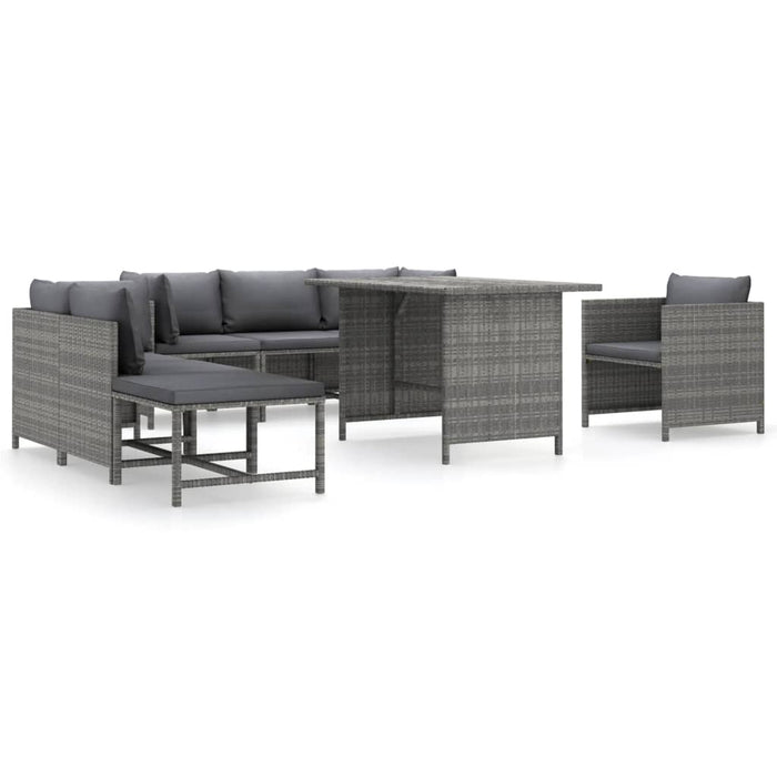 Set mobilier de grădină cu perne, 8 piese, gri, poliratan WALTI