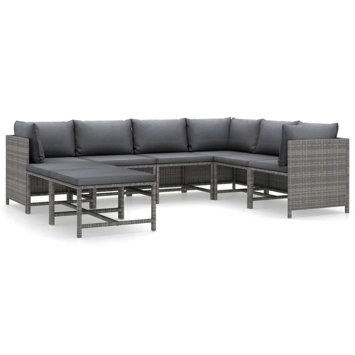 Set mobilier de grădină cu perne, 8 piese, gri, poliratan WALTI