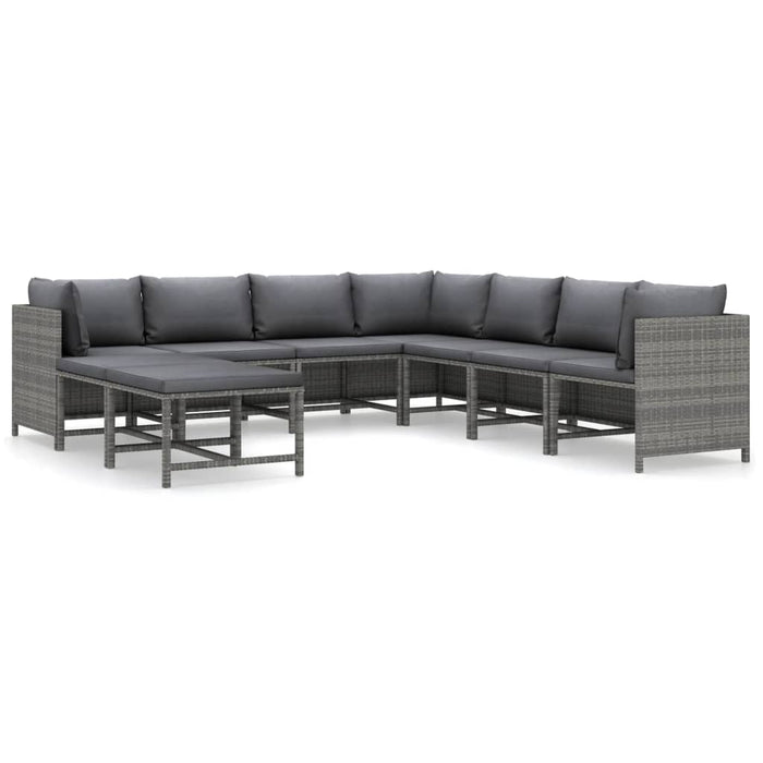 Set mobilier de grădină cu perne, 9 piese, gri, poliratan WALTI